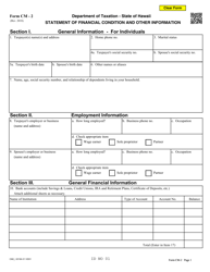 Form CM-2 &quot;Statement of Financial Condition and Other Information - for Individuals&quot; - Hawaii