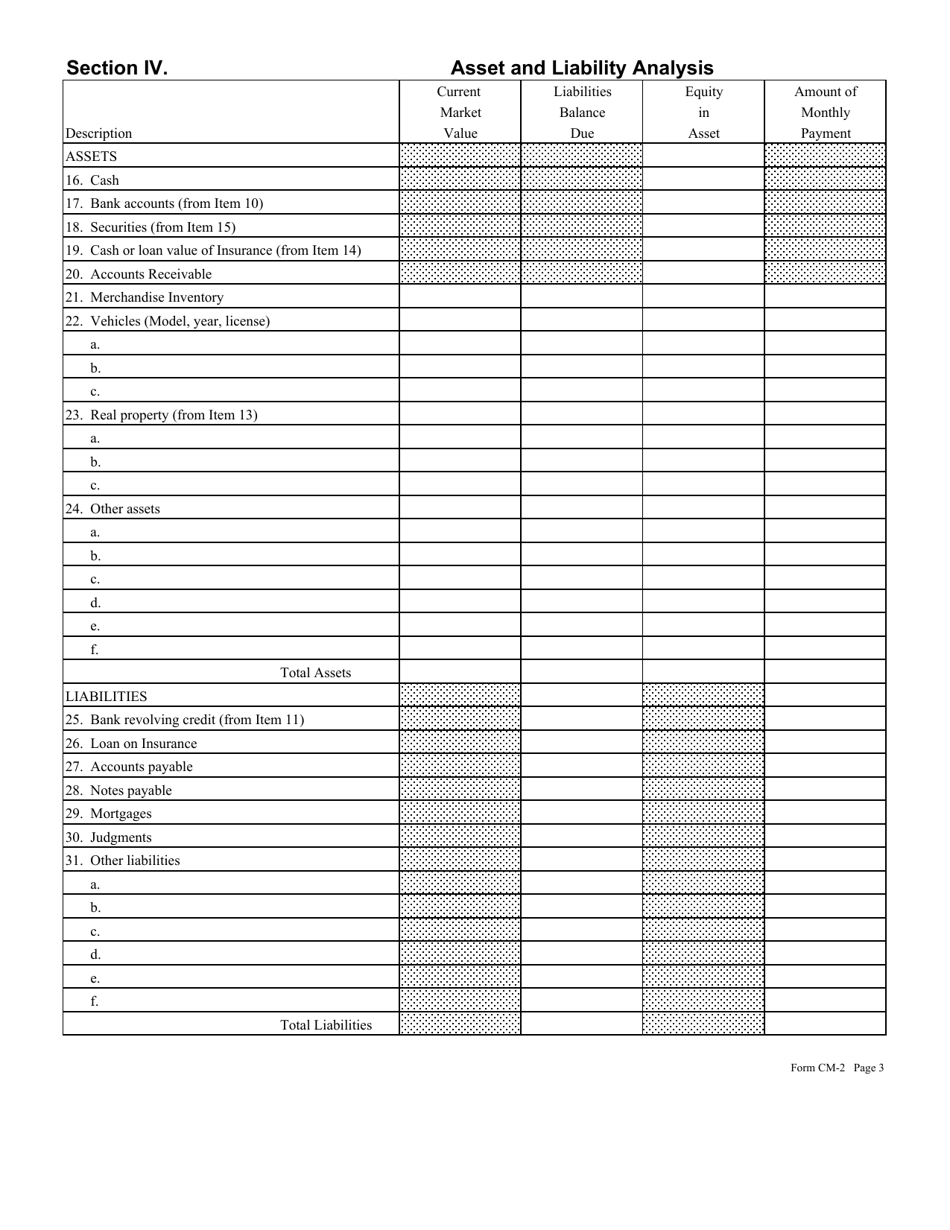 Form CM-2 Statement of Financial Condition and Other Information - for Individuals - Hawaii, Page 3