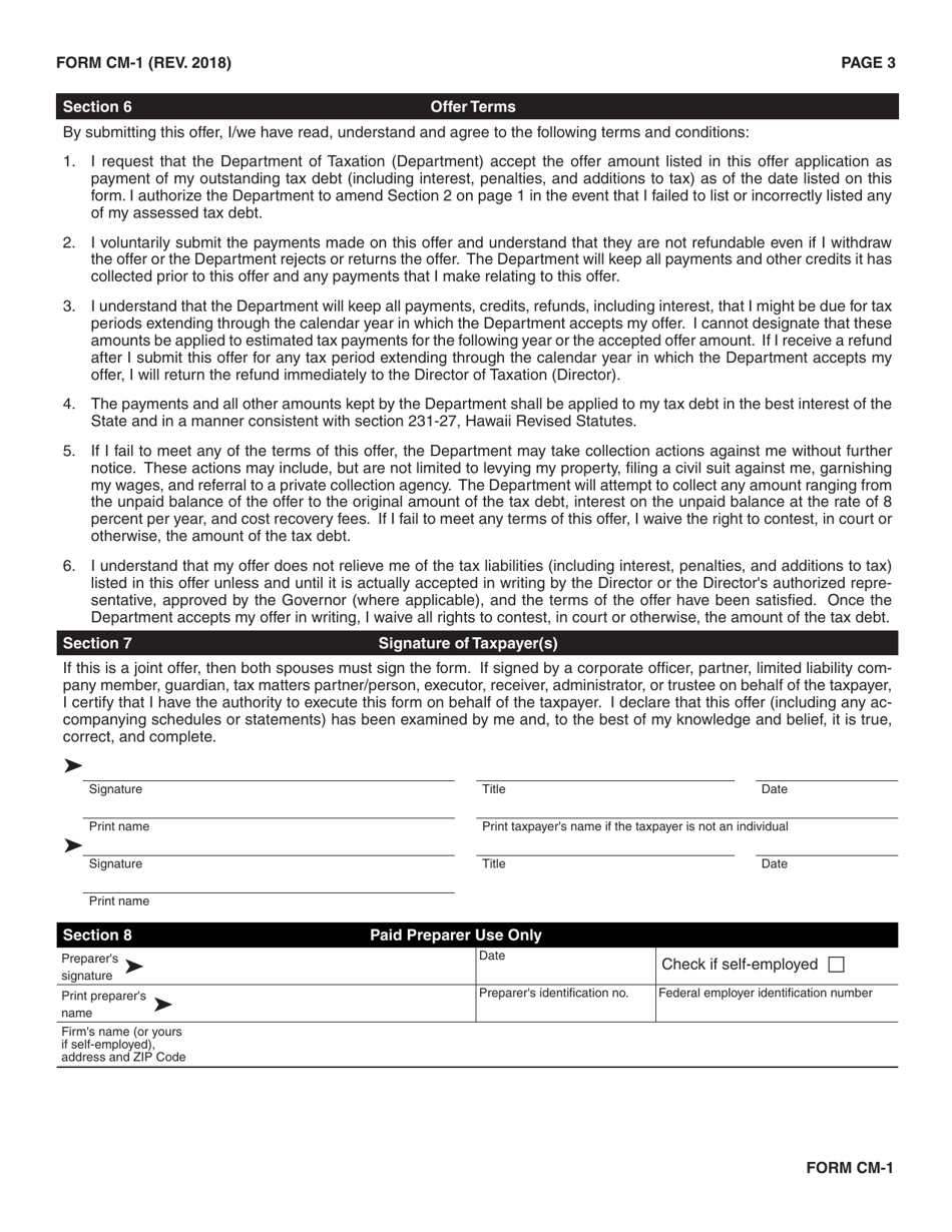 Form CM-1 Offer in Compromise - Hawaii, Page 3