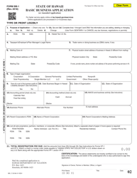 Form BB-1 Basic Business Application - Hawaii