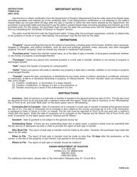 Form G-8A Report of Bulk Sale or Transfer - Hawaii, Page 2