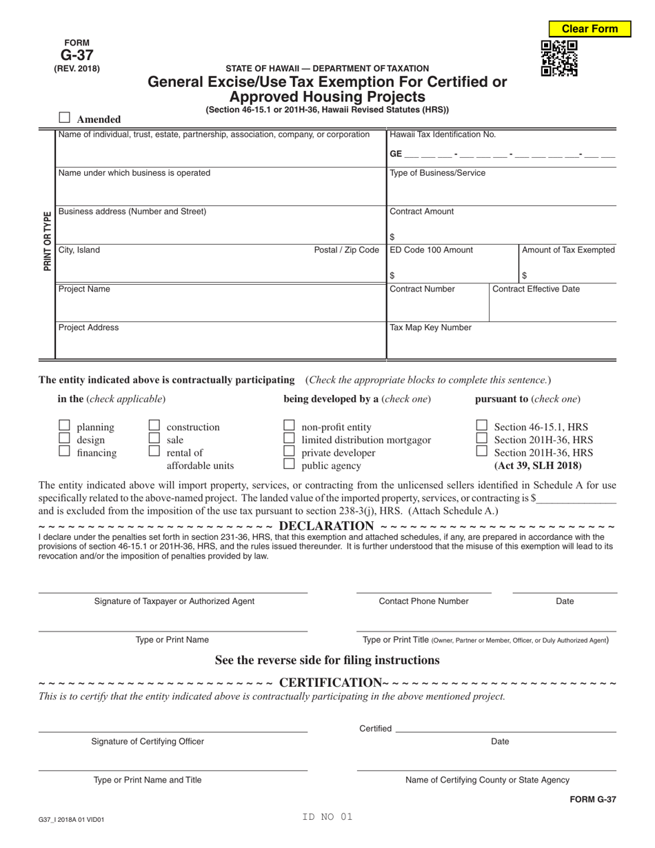 Form G 37 Fill Out Sign Online And Download Fillable Pdf Hawaii Templateroller 5320