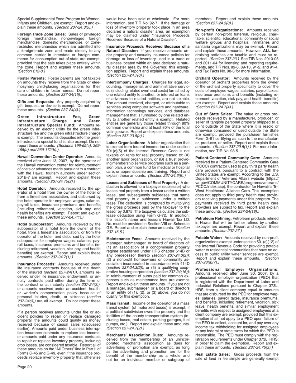 Instructions for Form G-45, G-49 - Hawaii, Page 20