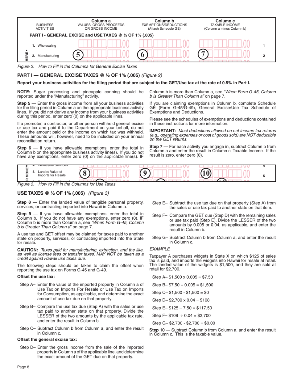 Instructions for Form G-45, G-49 - Hawaii, Page 8