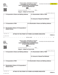 Form N-4 Statement of Withholding for a Nonresident Shareholder of an S Corporation - Hawaii