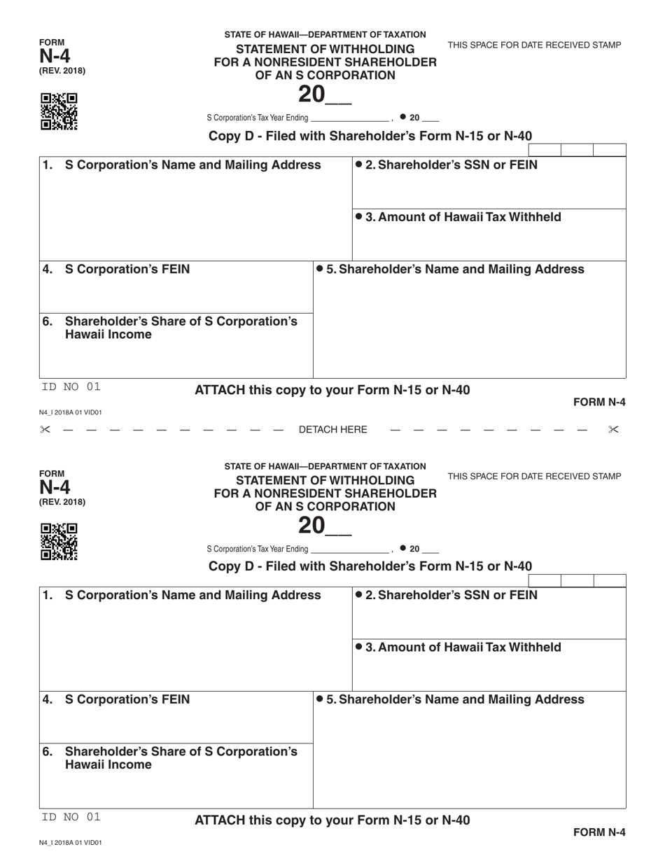 Form N-4 Statement of Withholding for a Nonresident Shareholder of an S Corporation - Hawaii, Page 7