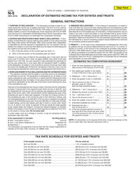 Form N-5 &quot;Declaration of Estimated Income Tax for Estates and Trusts&quot; - Hawaii