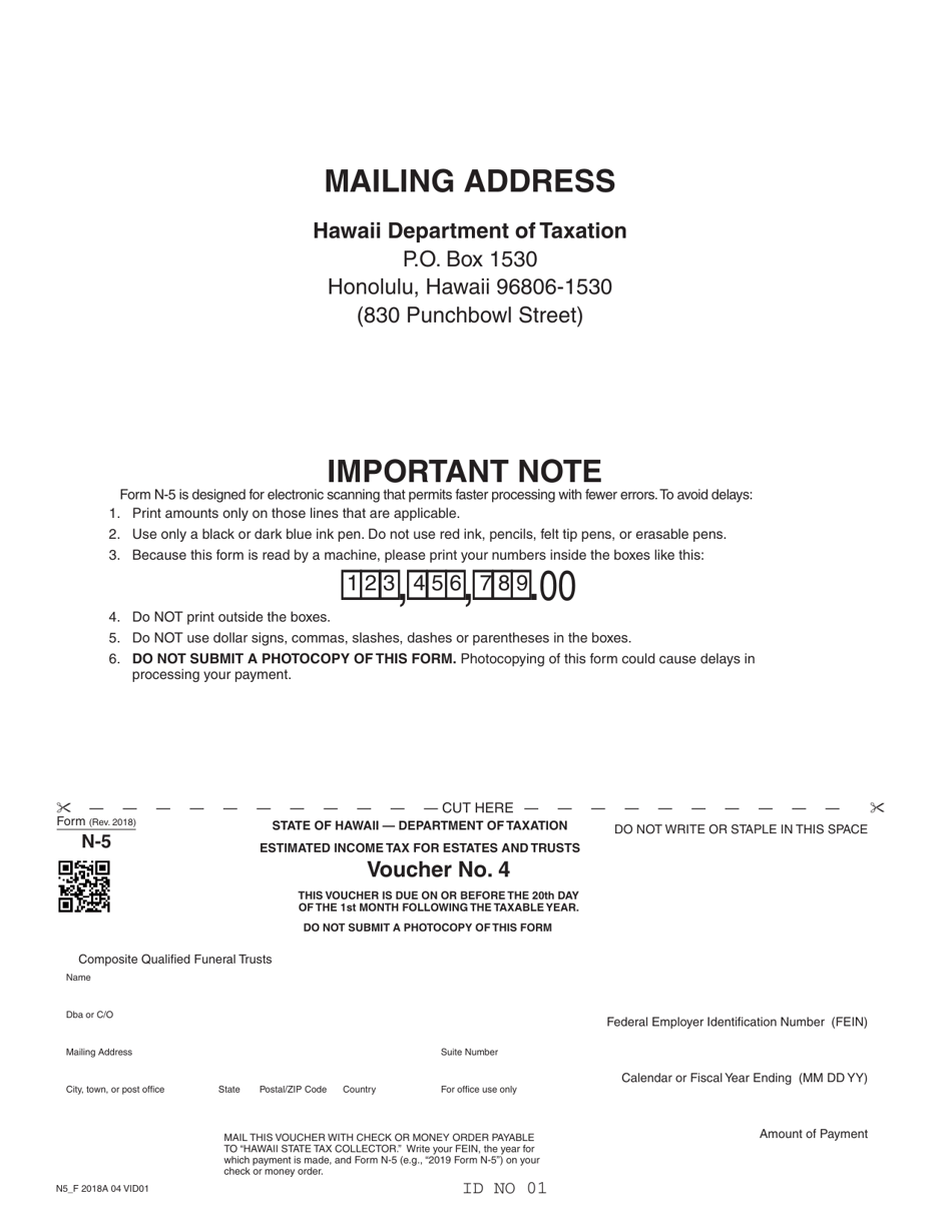 Form N-5 Declaration of Estimated Income Tax for Estates and Trusts - Hawaii, Page 5