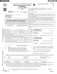 Form N-11 Individual Income Tax Return - Resident - Hawaii