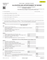 Document preview: Form N-30 Schedule O Allocation and Apportionment of Income - Hawaii