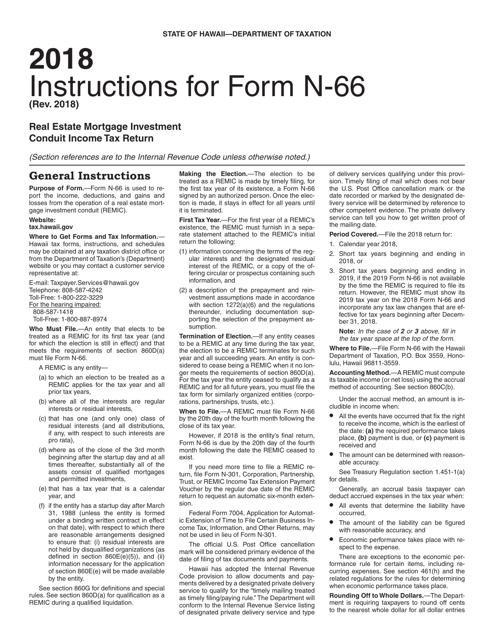 Form N-66 2018 Printable Pdf