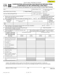 Document preview: Form N-309 Corporation Application for Tentative Refund From Carryback of Net Operating Loss (Nol) - Hawaii