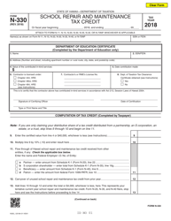 Form N-330 School Repair and Maintenance Tax Credit - Hawaii