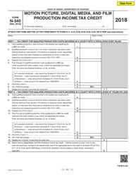Document preview: Form N-340 Motion Picture, Digital Media, and Film Form Production Income Tax Credit - Hawaii