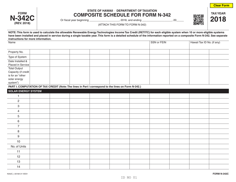 Form N-342C 2018 Printable Pdf