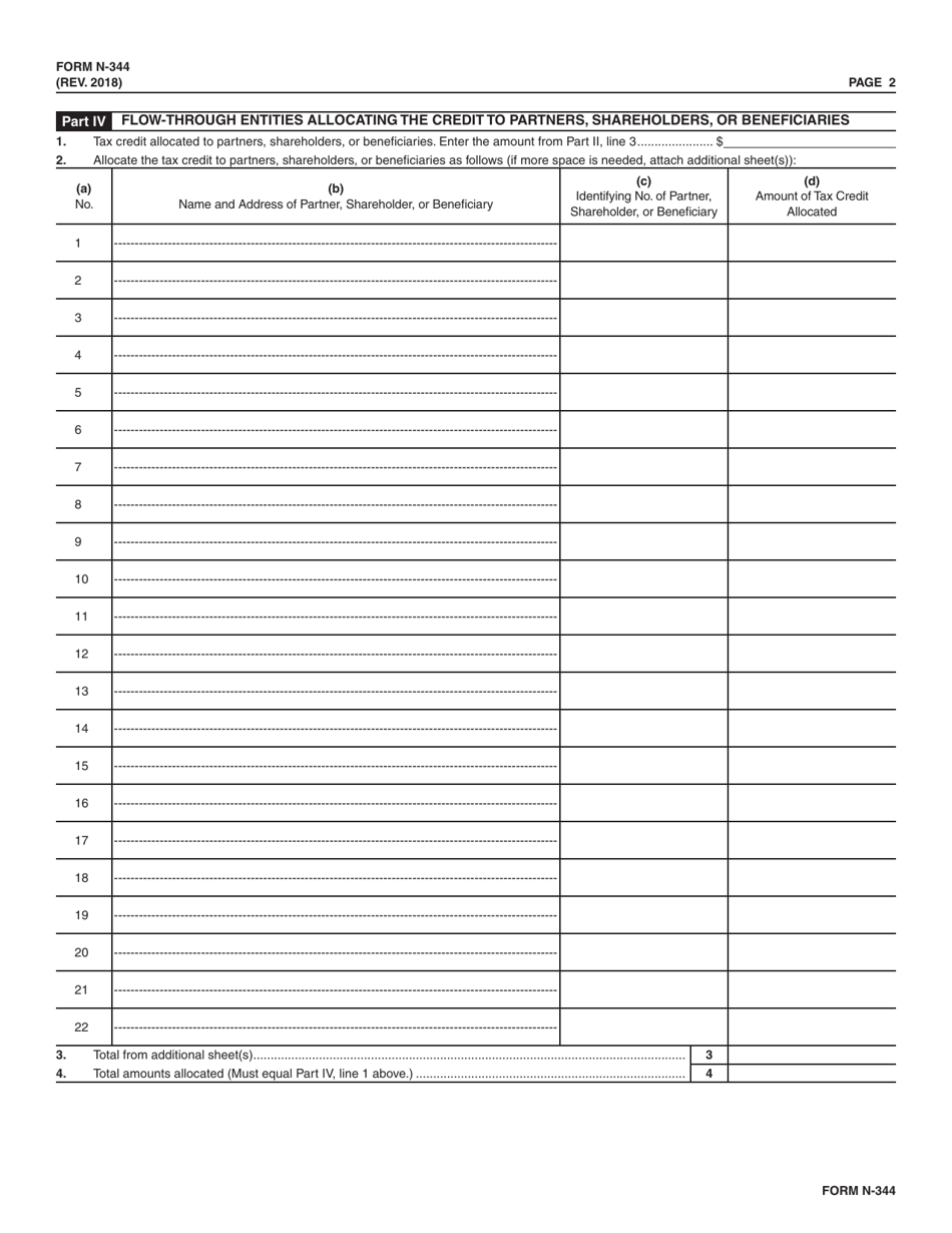 Form N-344 Important Agricultural Land Qualified Agricultural Cost Tax Credit - Hawaii, Page 2