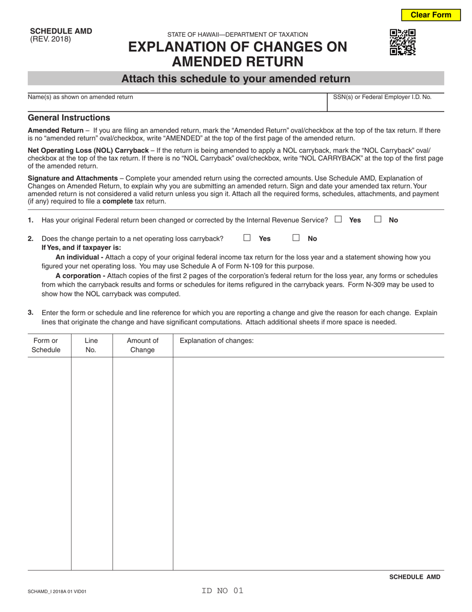 Hawaii Explanation of Changes on Amended Return Fill Out, Sign Online