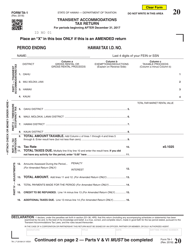 Form TA-1 &quot;Transient Accommodations Tax Return&quot; - Hawaii
