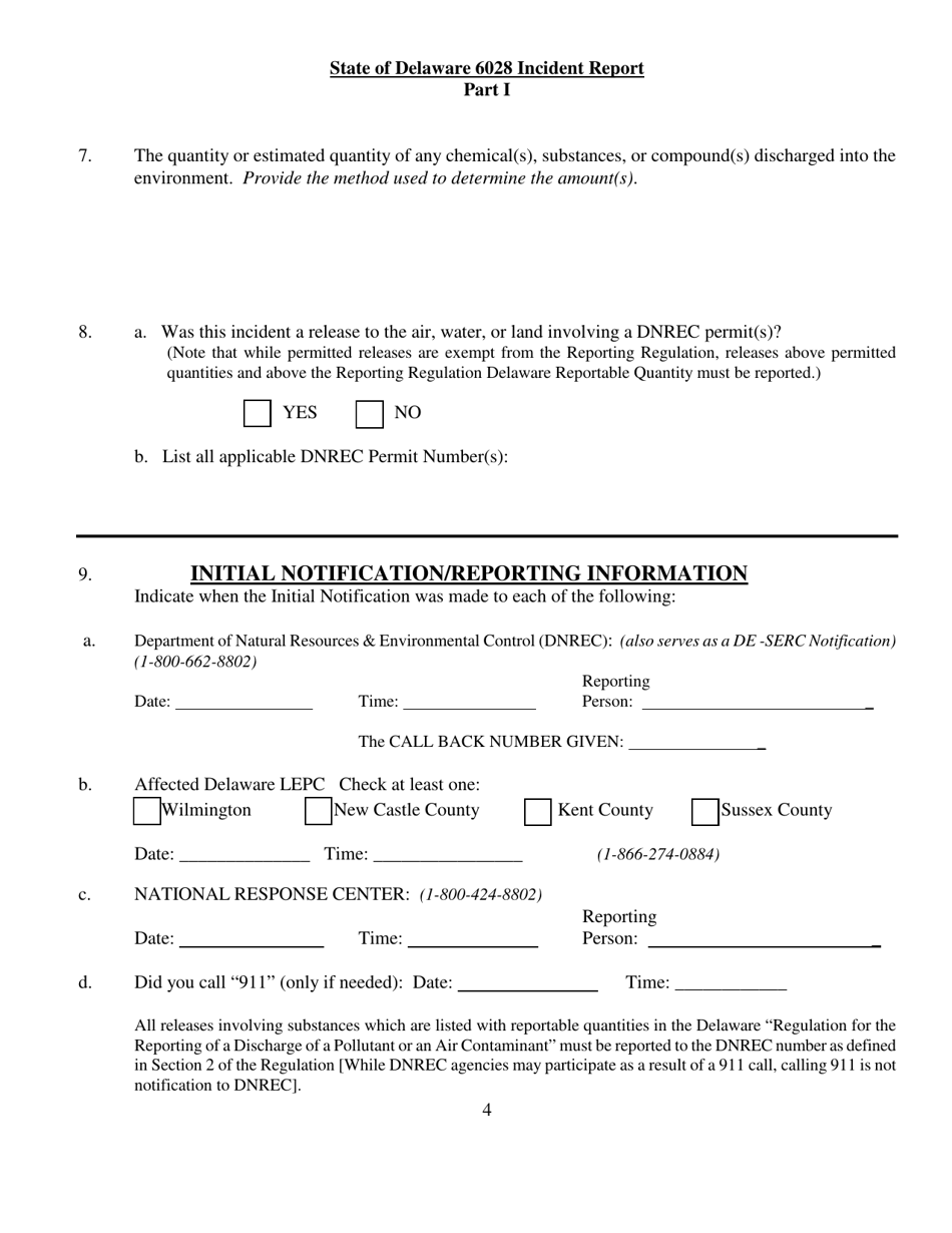State of Delaware 6028 Incident Report - Delaware, Page 4