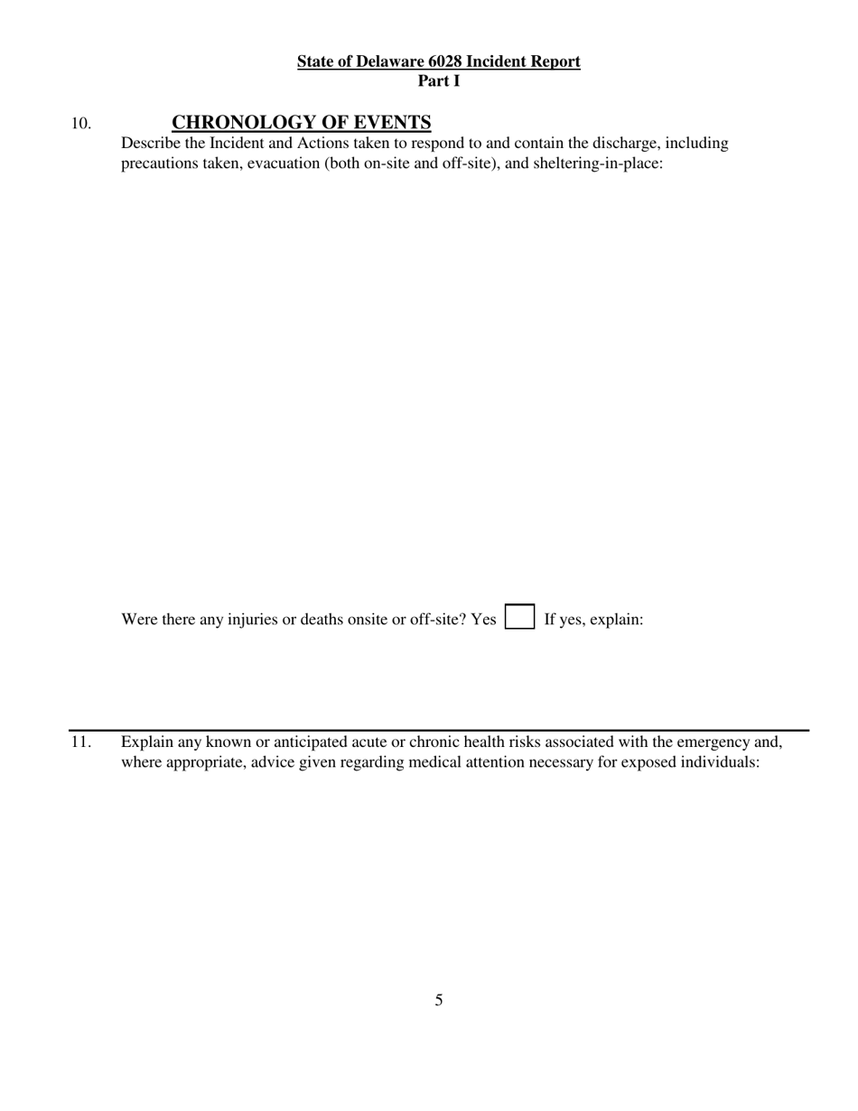 State of Delaware 6028 Incident Report - Delaware, Page 5