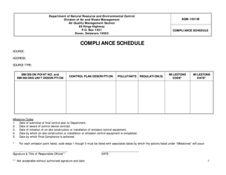 Form AQM-1001M &quot;Compliance Schedule&quot; - Delaware