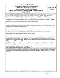 Form AQM-1001FF Minor Permit Modification and Group Processing of Minor Permit Modification Application - Delaware, Page 2