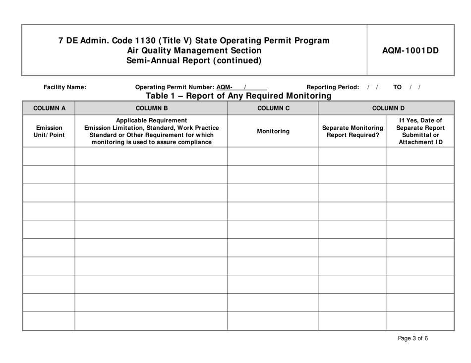 Form AQM-1001DD Semi-annual Report - Delaware, Page 3