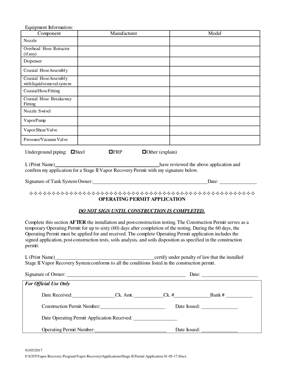 Stage II Vapor Recovery System Construction and Operating Permit Applications - Delaware, Page 3