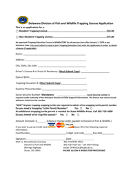 Document preview: Trapping License Application Form - Delaware
