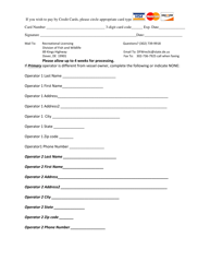 Charter Boat or Head Boat License Application Form - Delaware, Page 2