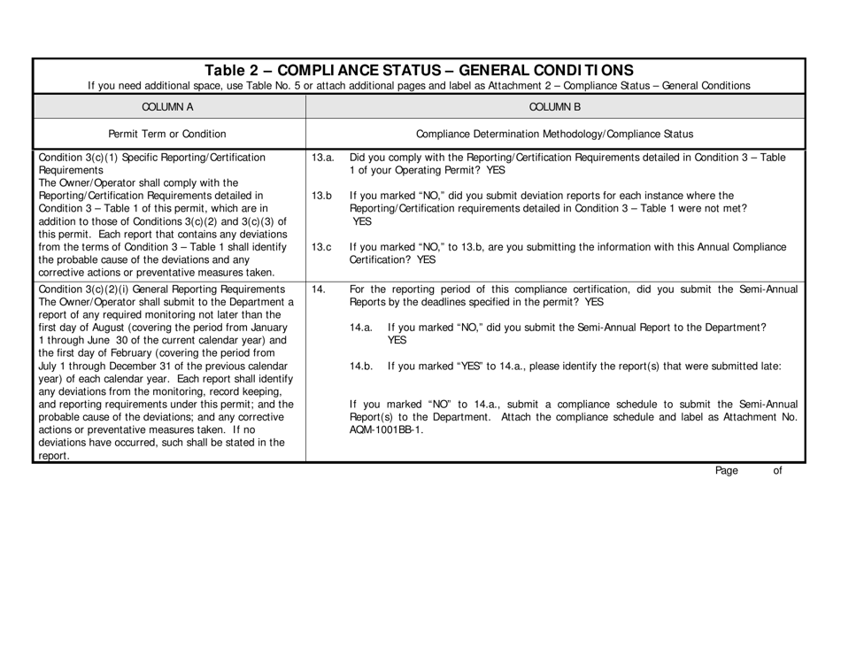 Form AQM-1001BB (B) Compliance Certification - Delaware, Page 10