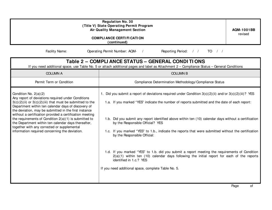 Form AQM-1001BB (B) Compliance Certification - Delaware, Page 4