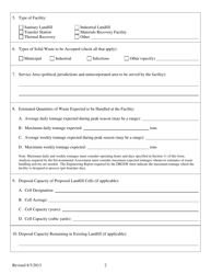 Solid Waste Management Facility Application Form - Delaware, Page 2