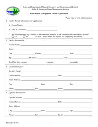Document preview: Solid Waste Management Facility Application Form - Delaware