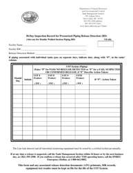 Document preview: 30-day Inspection Record for Pressurized Piping Release Detection (Rd) - Delaware
