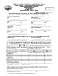 Document preview: Underground Storage Tank Closure Notification Form - Delaware