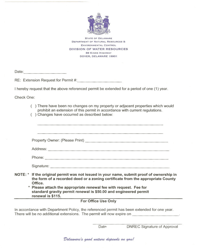 Document preview: Extension Request for Permit - Delaware