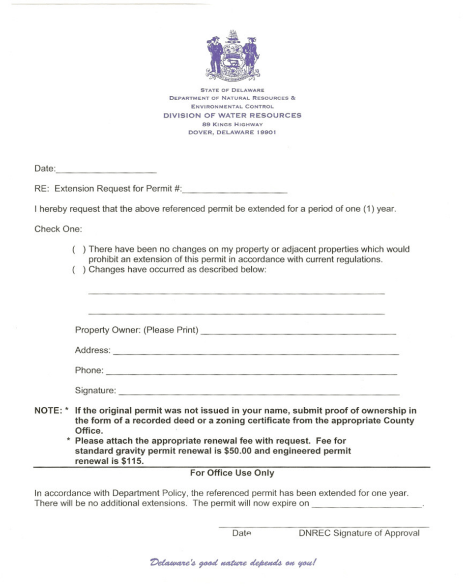 Delaware Extension Request For Permit Fill Out Sign Online And Download Pdf Templateroller 9392