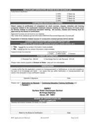 Application for Renewal Wastewater Treatment Plant Operator - Delaware, Page 2