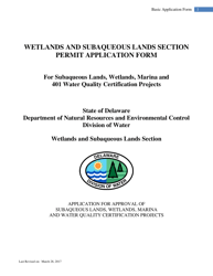 Wetlands and Subaqueous Lands Section Permit Application Form - Delaware
