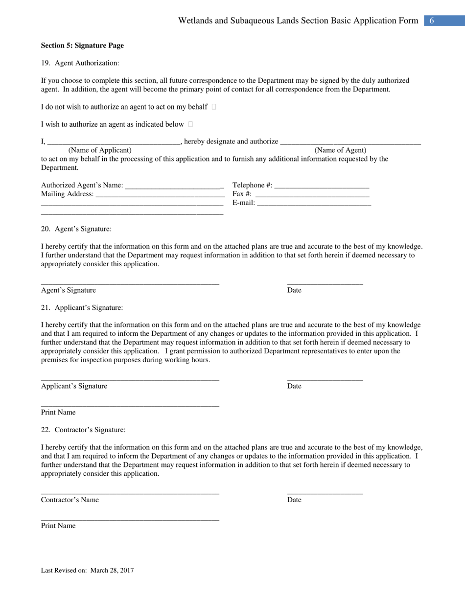 Wetlands and Subaqueous Lands Section Permit Application Form - Delaware, Page 6