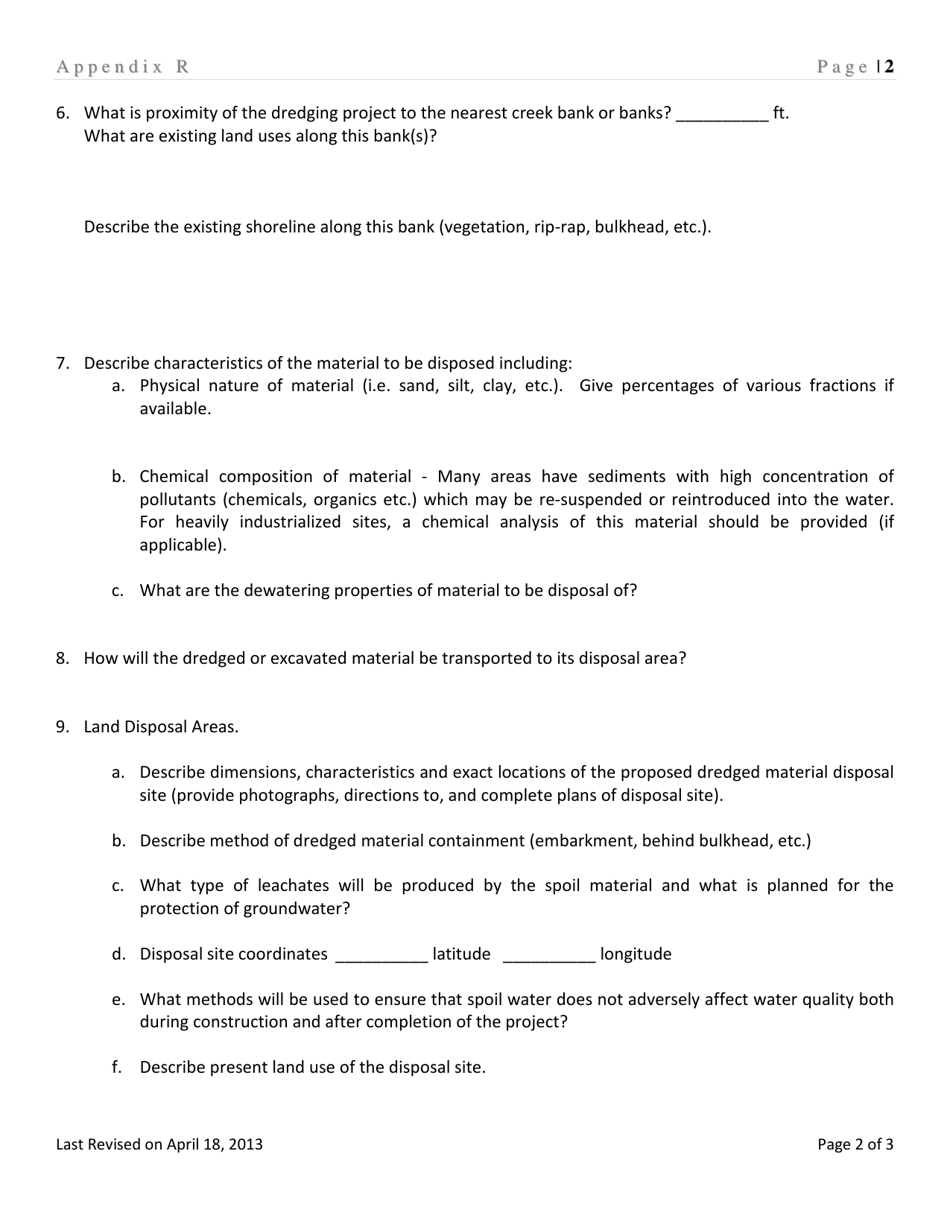 Appendix R Maintenance Dredging or Excavating - Delaware, Page 2