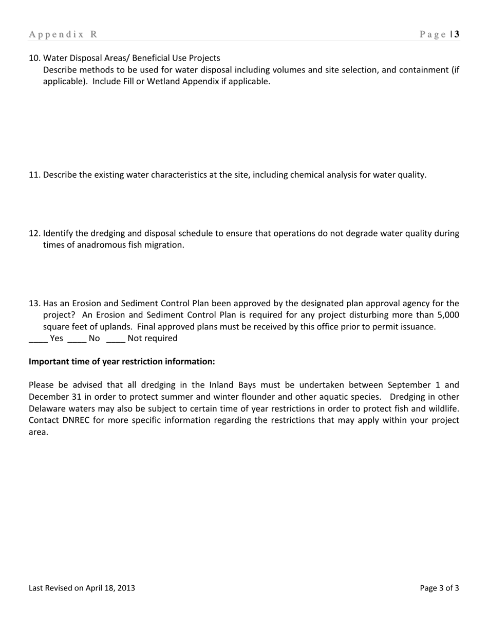 Appendix R Maintenance Dredging or Excavating - Delaware, Page 3