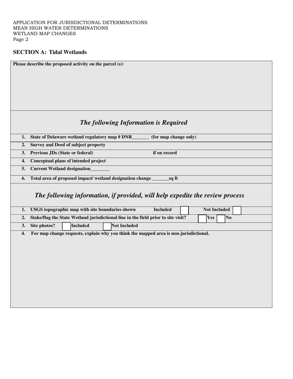 Jurisdictional Determination and Map Change Request Form - Delaware, Page 2