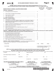Form 200-01 Individual Resident Income Tax Return - Delaware, Page 2
