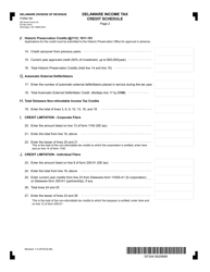 Form 700 Delaware Income Tax Credit Schedule - Delaware, Page 2