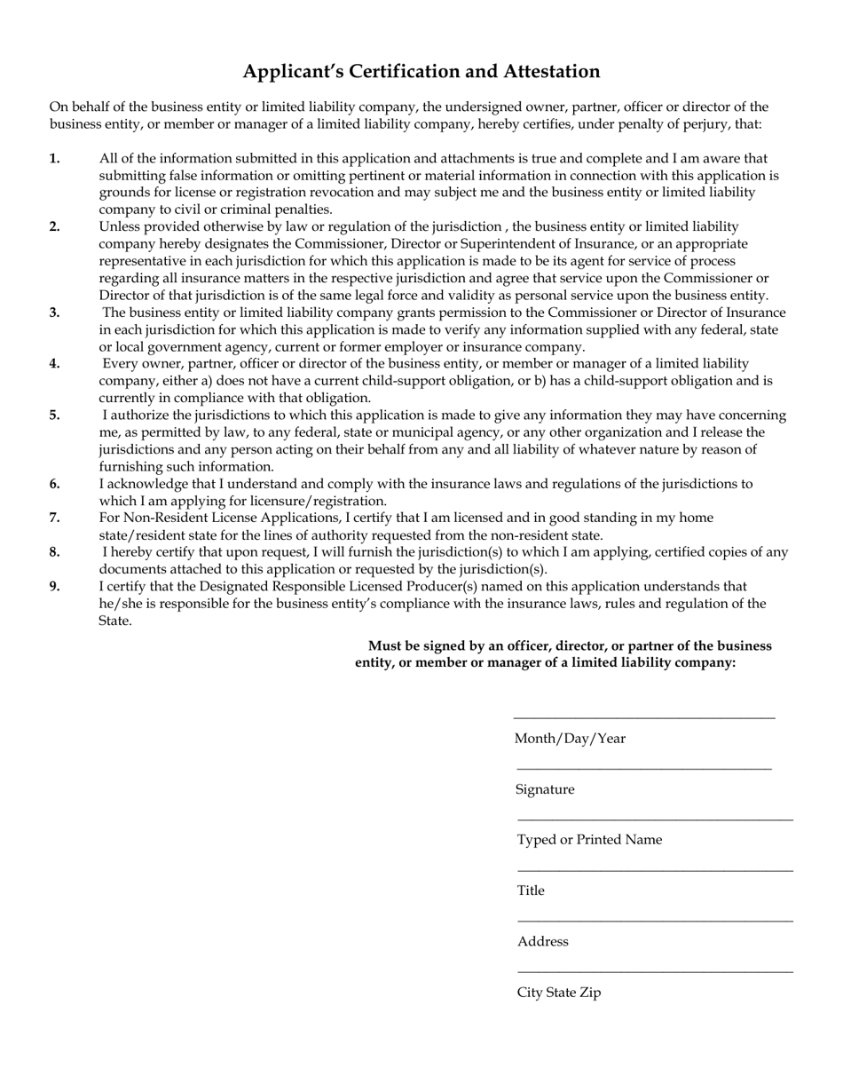 Form 2B Request for Business Entity Insurance License - Delaware, Page 6