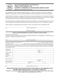 Form SL-1914 &quot;Exempt Commercial Purchaser Application&quot; - Delaware