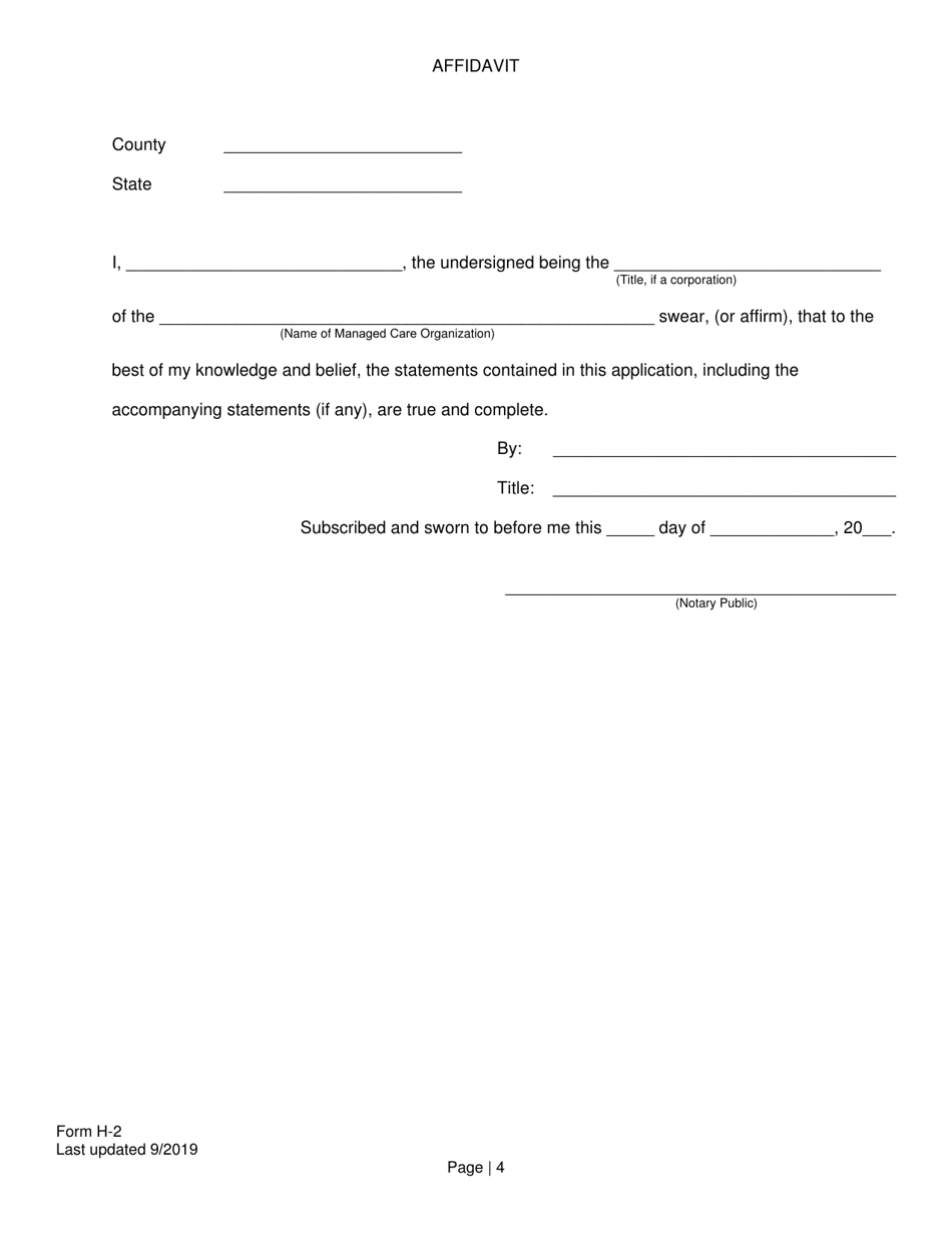 Form H-2 Admittance Questionnaire for Certificate of Authority of Managed Care Organization - Delaware, Page 4