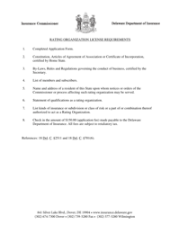 Rating Organization License Application Form - Delaware, Page 2